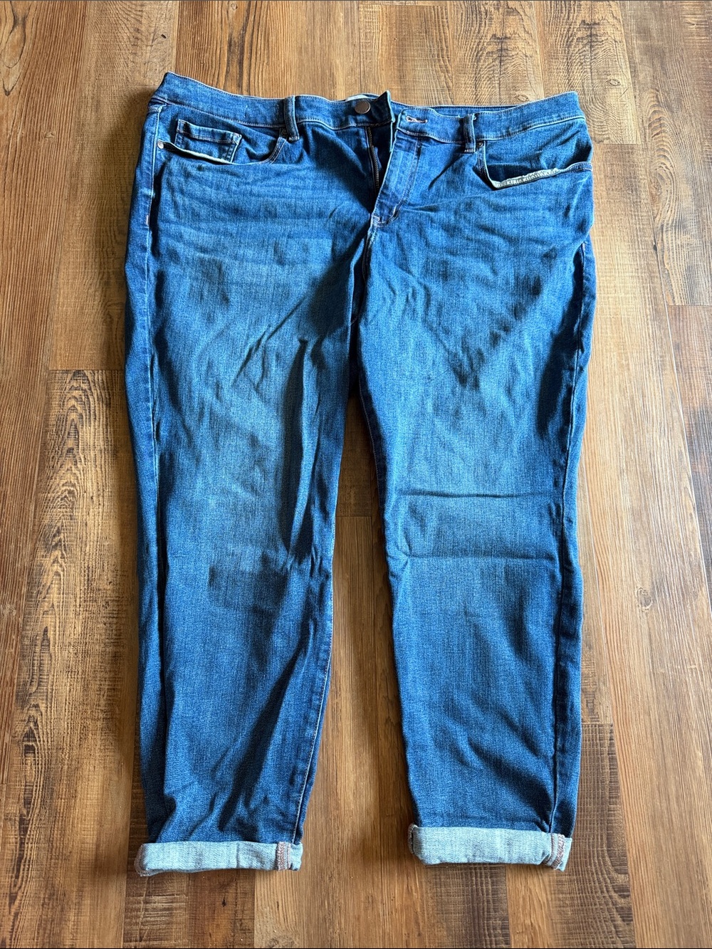 Lane Bryant Blue Skinny Jeans with Cuffed Hem